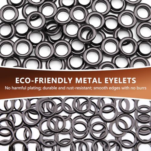 SEMINI 200 Sets 8mm Gunmetal Grommet Eyelet Kit for Fabric Leather Crafts