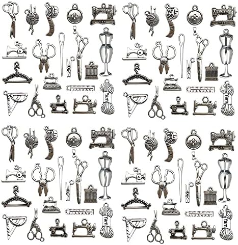 WOCRAFT 120pcs Antique Silver Sewing Tool Charm for Jewelry Making Alloy Sewing Charms for DIY Crafts (SN049)