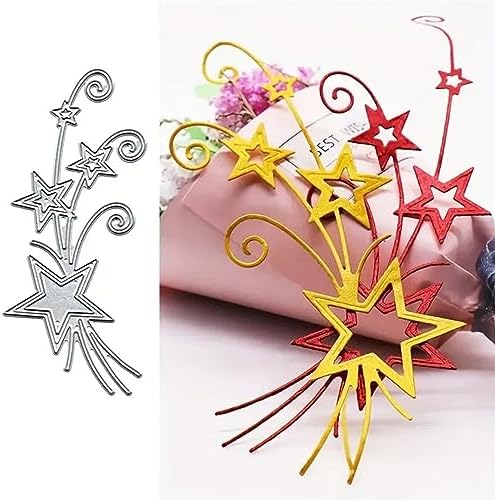 Scrapbooking Die-Cuts for Card Making, Christmas Metal Cutting Dies, Paper Craft Punch Template, Background Embossing Stencils, DIY Album Décor (Star Ribbon-5.6x12.7cm)