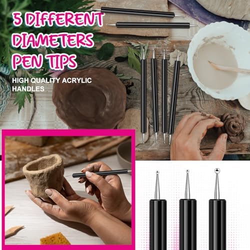 Ashmacdo 20 Pcs Dotting Tools for Painting,Ball Embossing Tool Tracing Stylus for Transfer Paper Drawing Nail Art