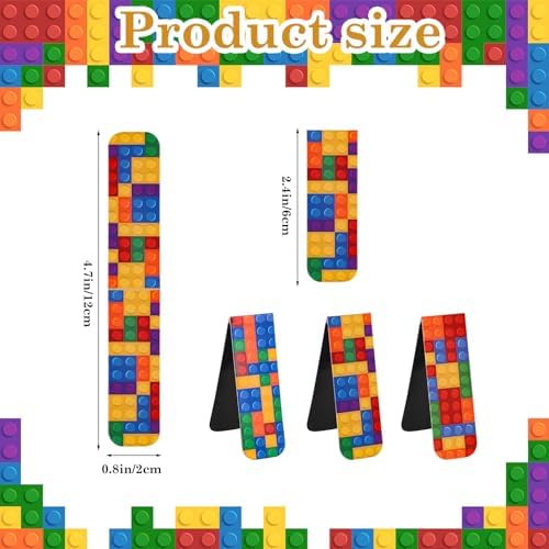 48 Pcs Magnetic Bookmark, Building Block Magnetic Bookmark Magnetic Page Markers Clips for Kids Students Teachers Reading Book Lovers Supplies Party Favors (3 Styles)