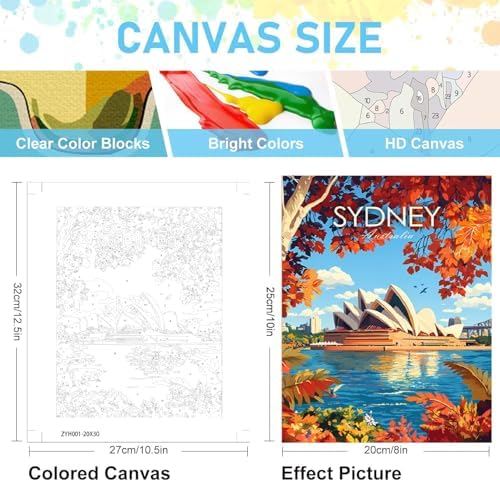 Pixendra 6 Pack Cityscape Paint by Numbers Kit for Adults Beginner,Travel City Easy Paint by Number on Canvas,Acrylic Oil Watercolor Painting kit Arts and Crafts for Room Wall Decor (8x12 inch)