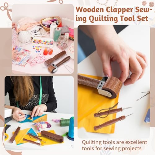AceOrbit 5 Pcs Wooden Clapper Sewing Quilting Tool Set, Complete Set