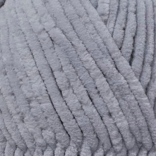 Velvet Lux Chenille Yarn for Crocheting and Knitting, 2 Pack Bulk Chunky Yarn, Super Soft Velvet Yarn for Amigurumi, Baby Blankets & Home Decor — 100g/120yds per Skein (Grey)