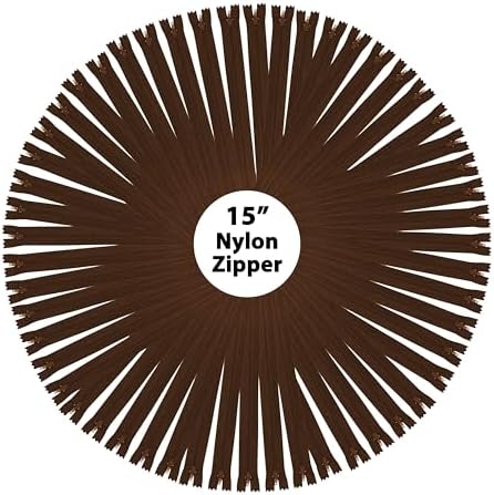Mandala Crafts 80 PCs Dark Brown Closed-End 15 in Nylon Zippers for Sewing
