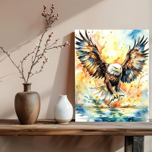 xcemhil Eagle Paint by Numbers Kit for Adults Beginner, Eagle Paint by Acrylic Paint by Number Kits Suitable for Home Wall Art Decor Gifts 16x20 Inch