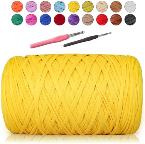 MESTOON 1000g T-Shirt Yarn Soft Elastic Crochet Yellow