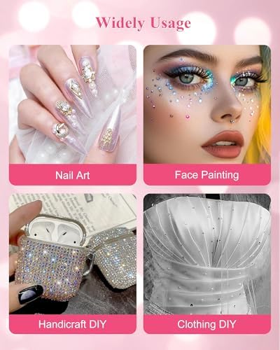 Rhinestone Picker Tool, Wax Pencil for Rhinestones Tool, Dual-ended DIY Nail Bedazzling Tools With 2 Extra White and 2 Extra Pink Replaceable Wax Head and 1 Tweezer(White and Pink)