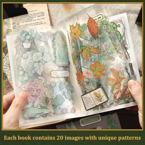 2 Sets 400+ PCS Stickers for Scrapbooking, Self-Adhesive Scrapbook Stickers Supplies Journal, Plants Vintage Aesthetic Sticker Art Diary Card Craft Gifts Planner Notebook,Spring&Flower