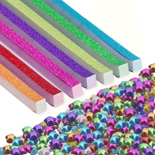 Flash origami, star origami strips, handmade DIY decorations (520 pieces in seven colors)