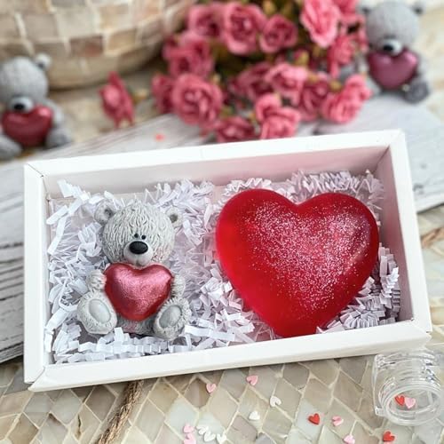 Silicone Heart Molds, 4 PCS Heart Shaped Soap Molds Love Chocolate Molds Silicone Molds for Soap Making Candy Cake Candle Wedding Valentine's Gift