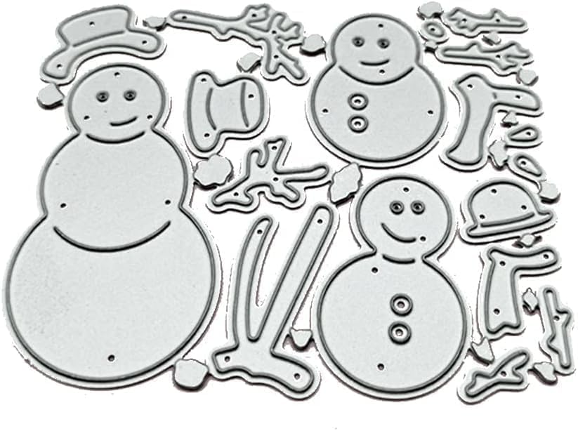 Silver Christmas Snowman Metal Cutting Dies Stencil DIY Scrapbooking Album Paper Card Template Mold Embossing Decoration Metal Cutting Dies for Card Making Deals, Die-Cutting and Embossing