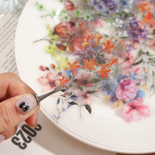 Transparent Flora Scrapbook Stickers Aesthetic Flowers Stickers(Ins)