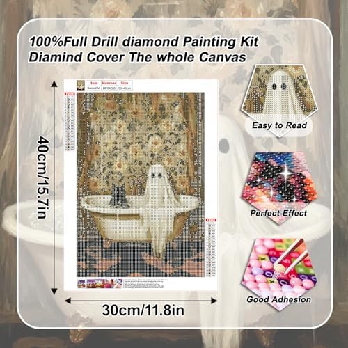 VeGuude Halloween Diamond Art Kits for Adults Home Wall Decor Gift 12x16In