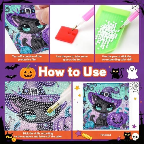 Cat Diamond Art Painting Kits for Kids with Frame Ages 4-8-12 (7x7 inch)