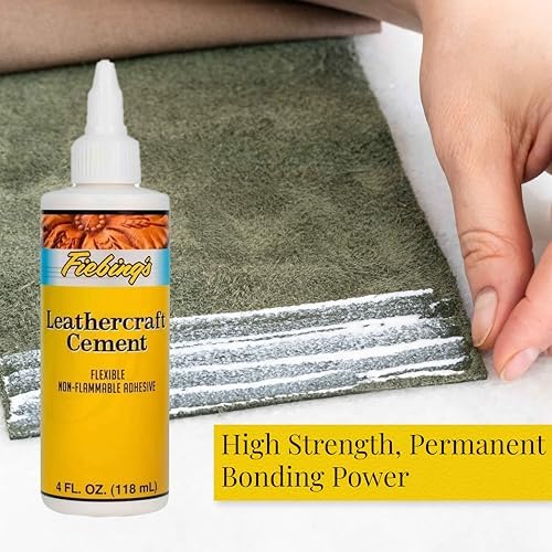 Fiebing's Leathercraft Cement - 4 oz Leather Glue Adhesive - Quick Drying, High Strength, Flexible, Permanent Bonding Leather Repair for Jackets, Shoes, Furniture, Purse - Non-Toxic & Non-Flammable