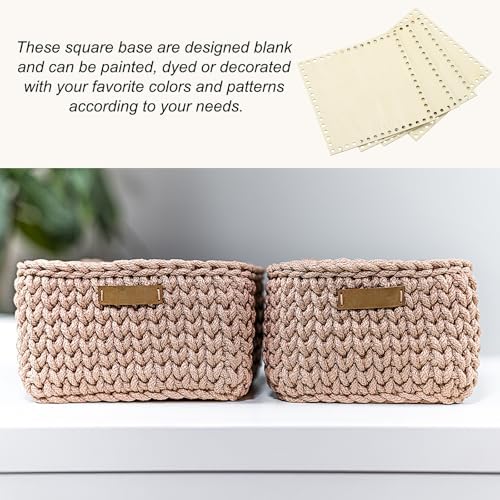 PATIKIL 8 x 8 Inch Crochet Basket Base, 4 Pcs Basket Bottoms Square Wood Base Shaper Bag Making Supplies Weaving Knitting Kit for Crochet Shoulder Bag Handbag Purse Craft