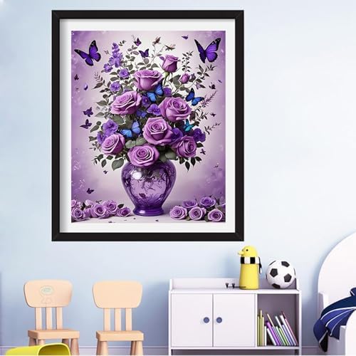 DIYCYCY Floral&Butterfly Diamond Art Kits for Adults Beginners 12x16 in | DIY 5D Diamond Painting Flowers,Round Full Drill Gem Art for Adults,Diamond Dots Paintings Picture Crafts,Home Wall Decor