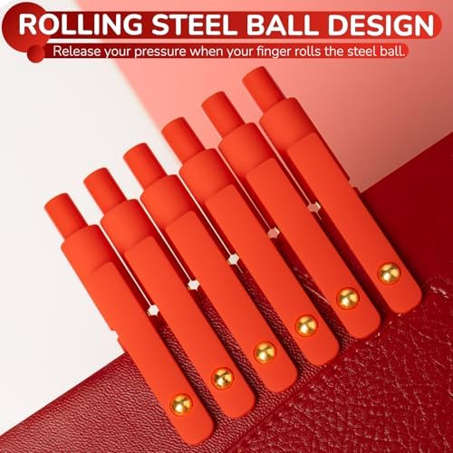 YOXMJDB 6 Pcs Red Ink Pens for Journaling 0.5mm Fine Point Red Gel Ink Pens, Smooth Writing Quick Dry Pen for Note Taking, Gift Set for Women & Men (6 Pcs Red Gold)