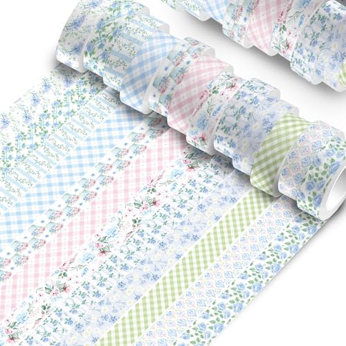 12 Rolls Hydrangea Washi Tape Set, Floral Watercolor Decorative Masking Tape, Pink and Blue Hydrangea Flower Patterns for Spring Arts,Craft Projects, Scrapbook Decoration, Journal Making,Gift Wrapping
