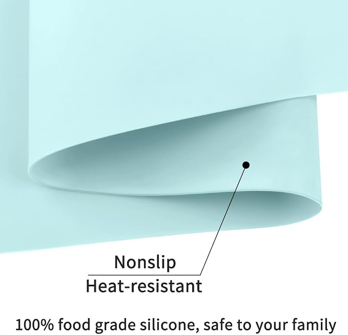 Extra Large Silicone Craft Mat for Kids, Mint Green Silicone Sheet for Crafts, Kitchen Non-Stick Baking Mat, Heat Resistant Countertop Protector Mat, Waterproof Placemat, Multipurpose Mat 24''x16''