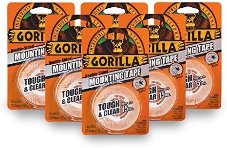 Gorilla Tough & Clear Double Sided Mounting Tape, 1" x 60", Clear, (Pack of 6)