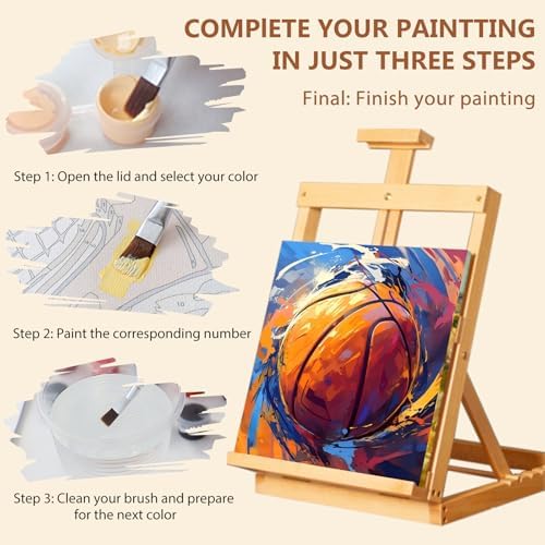 Reivworl Framed Basketball Paint by Numbers Kit for Adults Beginner 10×10 inch