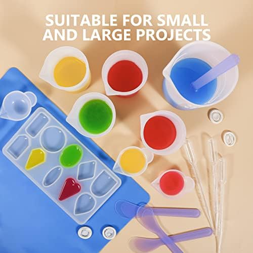 KISREL Silicone Measuring Cups for Resin, Resin Supplies with 250&100ml Silicone Cups, Resin Mixing Cups, Stir Sticks, Epoxy Mixing Cup, Molds