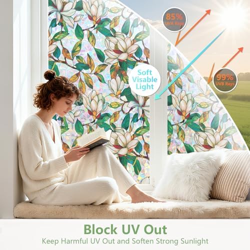 Kromapolis Window Privacy Film, Stained Glass Sticker, 29.5" x 78.7"