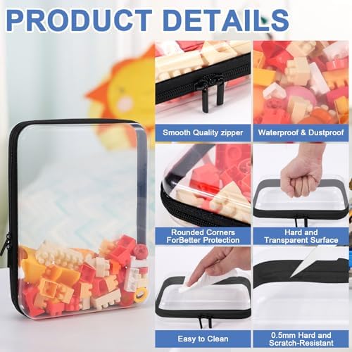 YOPCDJ 3 Pack Clear Hard Shell Zipper Case, Clear Zipper Pouches Waterproof Makeup Organizer & Travel Toiletry Bag, Plastic Pouch for Travel Office Storage, Black 3 Pack XLLS