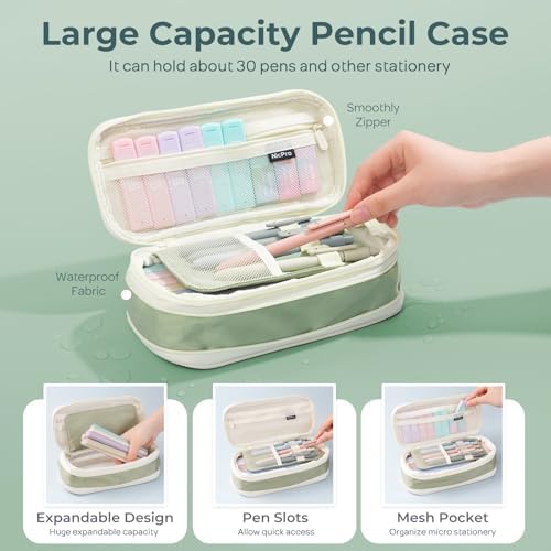 Nicpro School Supplies Stationary Set with Pencil Case, 50 PCS Green