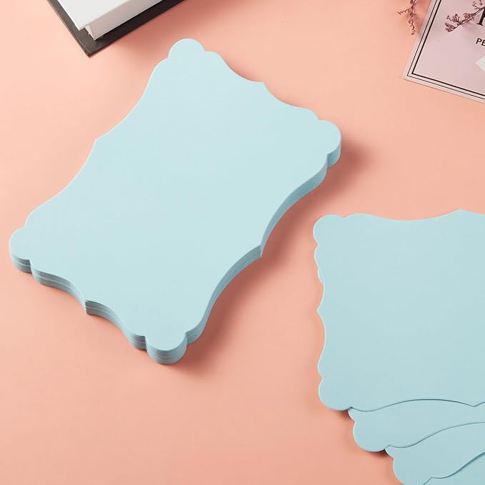 50 Pack Blank Kraft Greeting Cards, Light Blue, 4x6IN