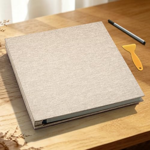 Photo Album Self Adhesive Scrapbook, 13"x12.6" 60 Pages/ 30 Sheets Large Photo Book for 4x6, 8x10 Pictures, DIY Album for Baby Wedding Family Travel Birthday
