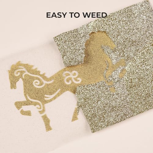HTVRONT Champagne Gold Glitter HTV, 12" x 10ft Glitter HTV