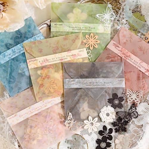 300PCS Vintage Scrapbook Paper Textured Journaling Scrapbooking Supplies Kit Hollow Out Decorative Craft Paper Assorted for Bullet Junk Journals Card Making Craft DIY, Encounter Garden