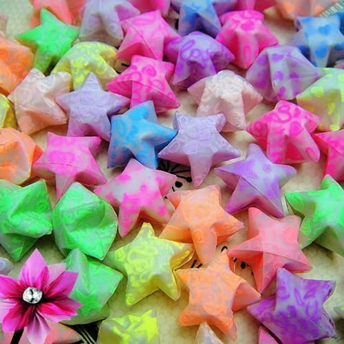 Star origami, colorful decorative paper strips, origami paper strips, DIY origami star paper strips (12 color glowing star origami/210 sheets)