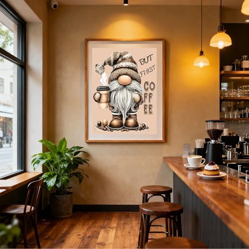 Gnome Diamond Art Kits for Adults, Gnome with Coffee Diamond Painting Kits