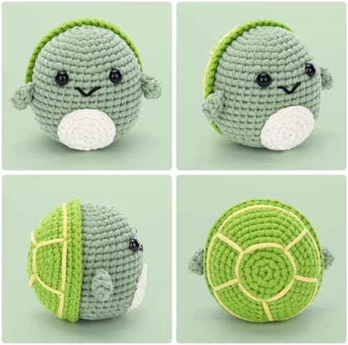 Complete Beginners Crochet Kit - Turtle Crochet Kit, All You Need in, Include Step-by-Step Video Tutorials, Easy Using Soft Yarn, Instruction, Birthday Gift for Adults, Teens