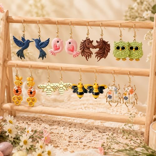 13 Pcs Easter & Animal Polymer Clay Cutters Set - Chicken, Bee & Owl Imprint Cutters for Polymer Clay Jewelry Making, Fit Gift for Animal Lovers, Friends, Sisters & Wives