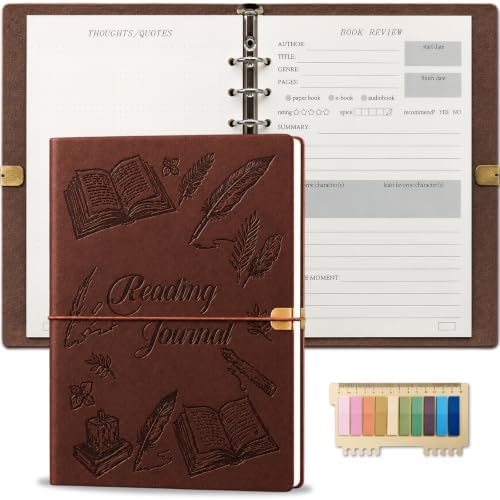 Reading Journal for Book Tracking PU Leather Book Journal (Brown)