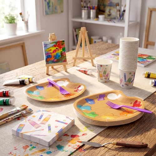 Art Party Supplies 100 PCS Paint Party Tableware Set