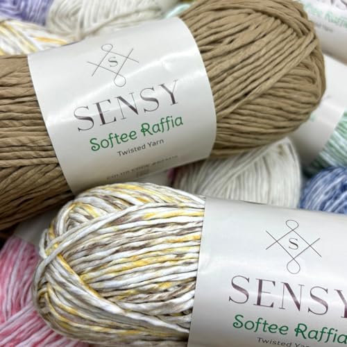 S Sensy Softee Raffia- Polyester Raffia #4 Medium Yarn Yellow 109 Yards 4oz