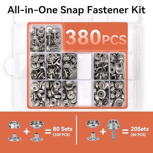 GRENTOOL Snap Fastener Tool Kit with 100 Sets 15mm Boat Cover Snaps