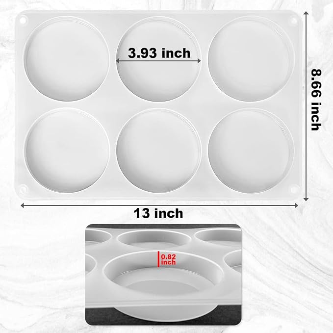 RESINWORLD 6-Cavity Deep Round Coaster Molds, 4 Inches Coaster Silicone Molds for Epoxy Resin, Coaster Resin Molds for Flower Bouquet Preservation
