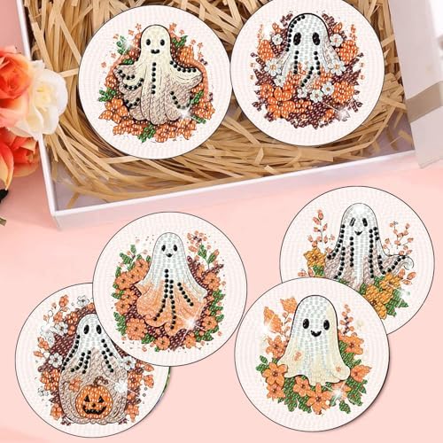 8 Pcs Diamond Art Coasters Kit for Adult with Holder, Diamond Coaster 4x4in
