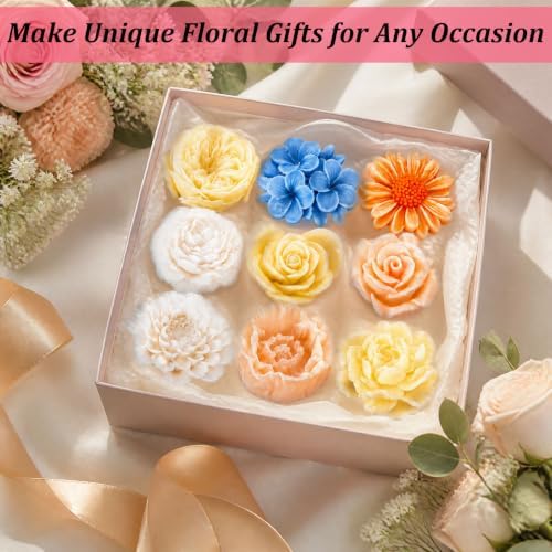 9 Pcs Flower Molds Silicone Candle Molds for Candle Making