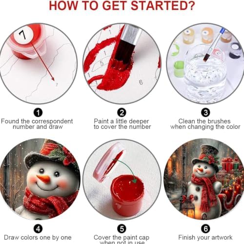 Christmas Snowman Paint by Numbers Kit for Adults Beginner (Without Frame)