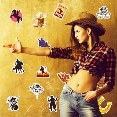 Cowboy Stickers Cowgirl Stickers Combo 100 PCS, Country Western Decals Vinyl Waterproof Sticker for Water Bottle Laptop Luggage Gifts for Teens Kids Adult