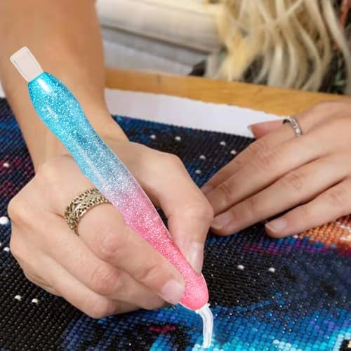 Praise V Do Diamond Art Painting Accessories Tool Kit Drill Pen for Adult, 5D Diamond Painting Drill Pen Stylus Tips Placers Heads SkyBluePink