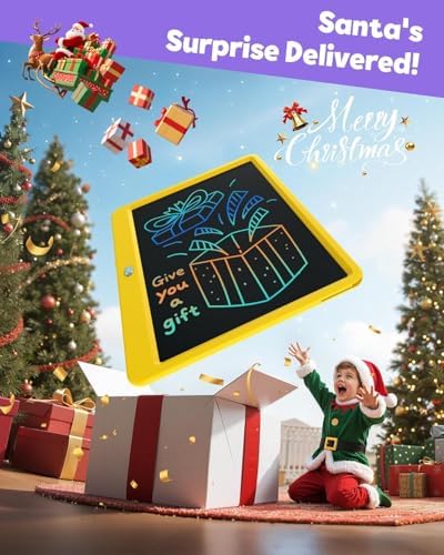 TEKFUN 16" LCD Writing Tablet for Kids, Large Drawing & Writing Pad for Active Kids, Screen-Free Way to Keep Kids Busy Anywhere, Reusable Board for Travel, Play & Everyday Use (Yellow)